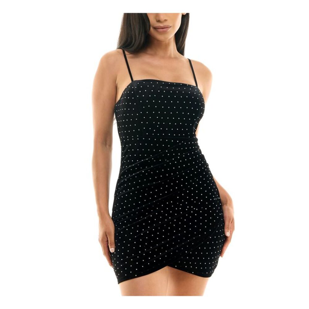 CRYSTAL DOLLS Womens Short Dress Black Overlap Hem Padded Cups Juniors 7